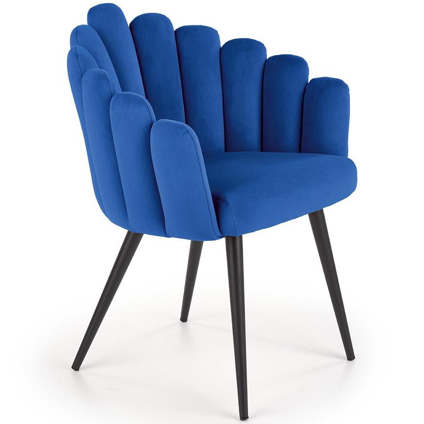 Židle K410 látka velvet/kov tmavě modráowy Baumax