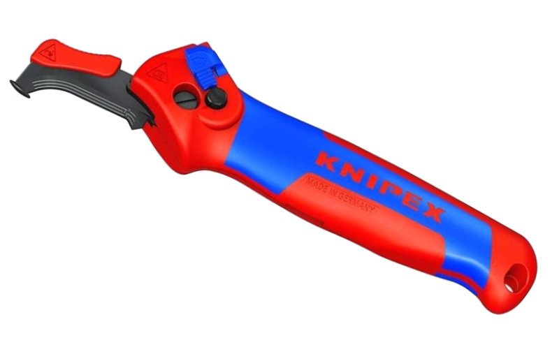 KNIPEX 1650145SB odizolovací nůž (s vodící patkou a funkcí ráčny)