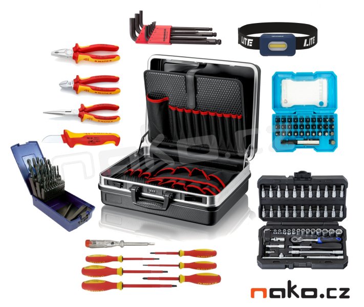 Kufr KNIPEX vybavený se sadou nářadí pro elektrikáře 002105ELEKTR.09 BASIC ELEKTRO