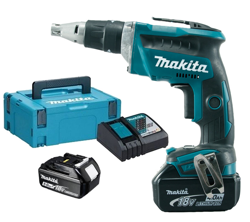 MAKITA DFS452RTJ aku šroubovák na sádrokarton LiIon LXT 18V 2x 5Ah kufr Makpac