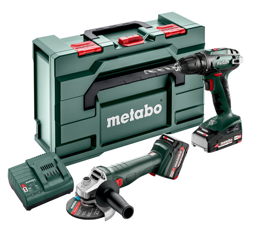 METABO Combo Set 2.4.3 aku nářadí 18V LiIon BS 18 + W 18 L 9-125 (2+4Ah) 68520450