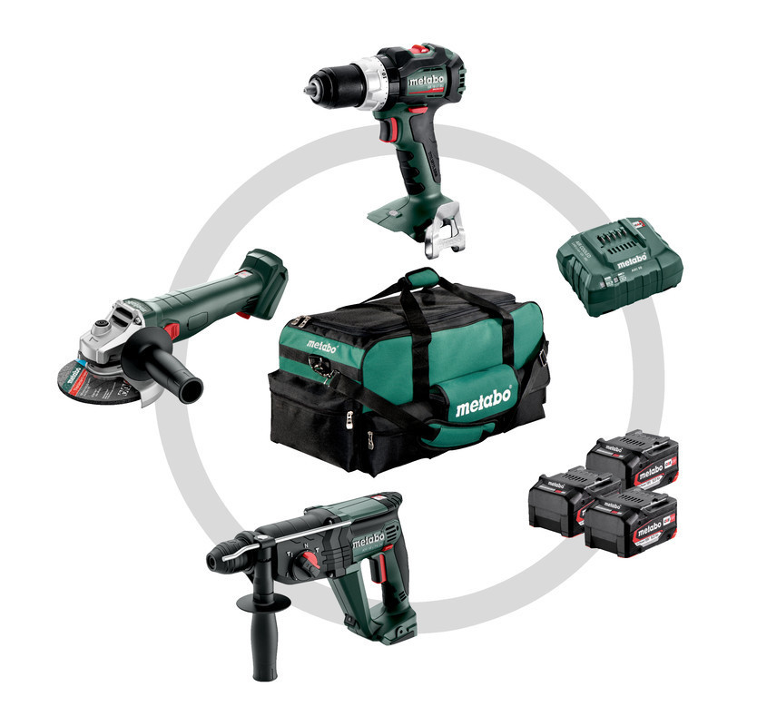 METABO combo set 3.1 sada aku nářadí pro stavebnictví 3x LiIon 18V 5