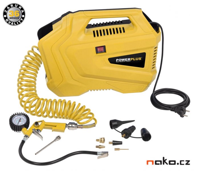 POWERPLUS POWX1706 přenosný bezolejový kufříkový kompresor