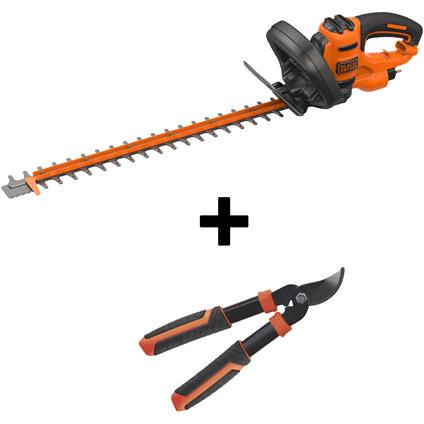 BLACK&DECKER BEHTS401 KIT nůžky na živý plot 55cm + ruční nůžky