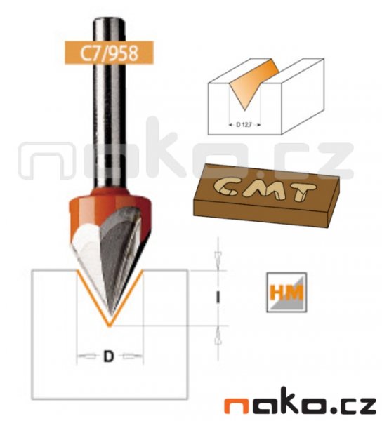 CMT C75800111 fréza na V-drážku 60° D12