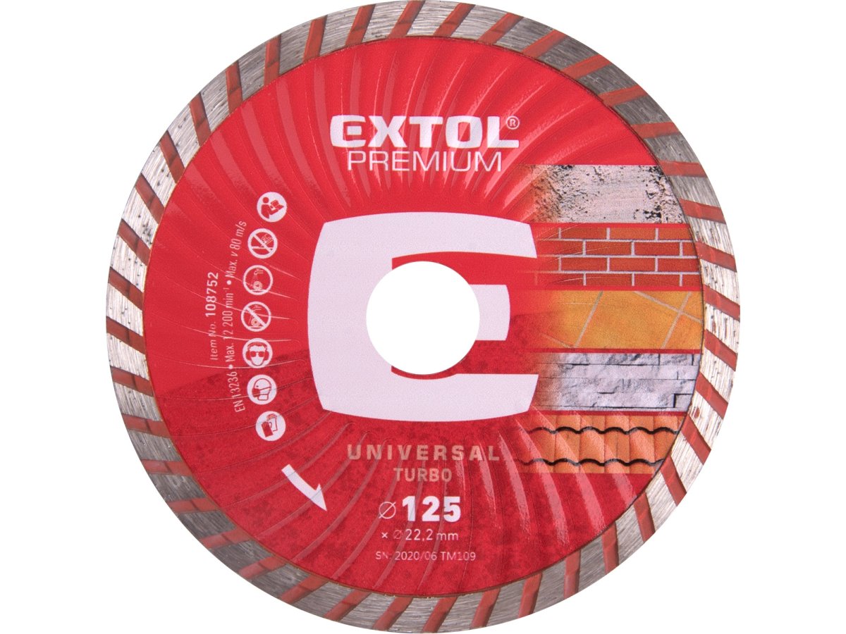 EXTOL PREMIUM 108752 kotouč diamantový řezný TURBO 125x22