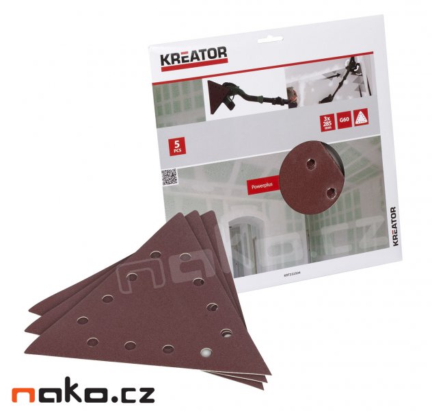 KREATOR KRT232506 trojúhelníkový brusný papír 3x285mm 5ks G100