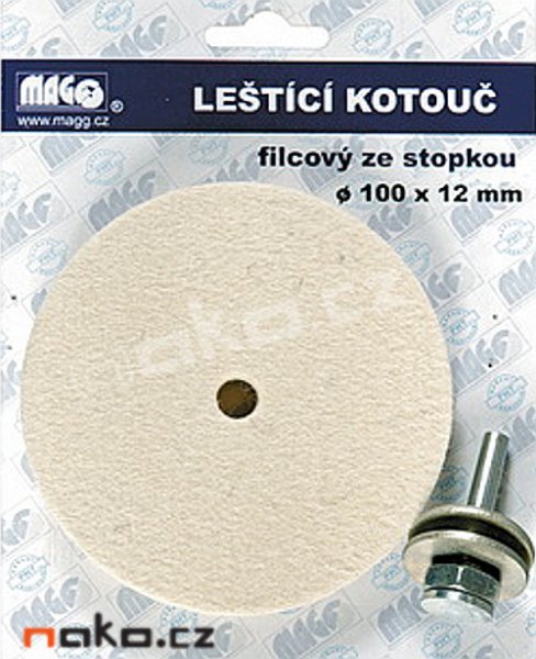 MAGG leštící filcový kotouč 100x12mm se stopkou BL9340100