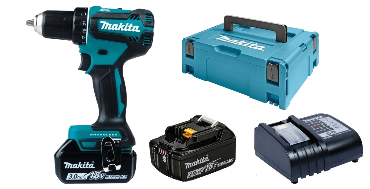 MAKITA DDF485SFJ bezuhlíkový aku vrtací šroubovák LiIon 18V 2x 3.0Ah systainer