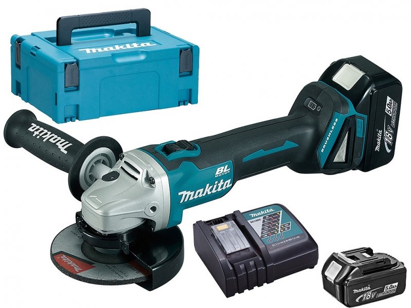 MAKITA DGA504RTJ aku úhlová bruska 125mm LiIon LXT 18V 2x5Ah Makpac