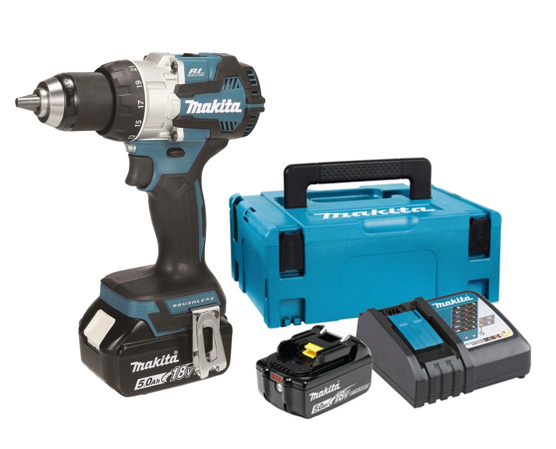 MAKITA DHP489RTJ bezuhlíková příklepová aku vrtačka LiIon LXT 18V 2x5Ah