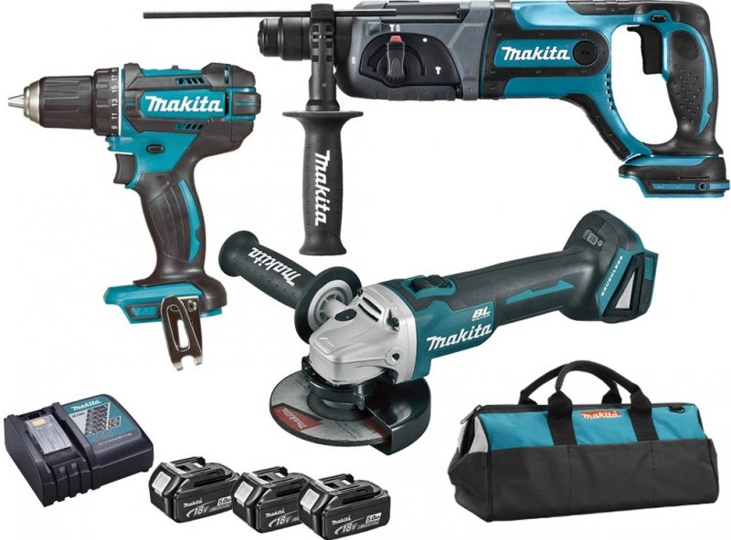 MAKITA DLX3078TX1 aku sada DGA504+DHR241+DDF482 LI-Ion 18V