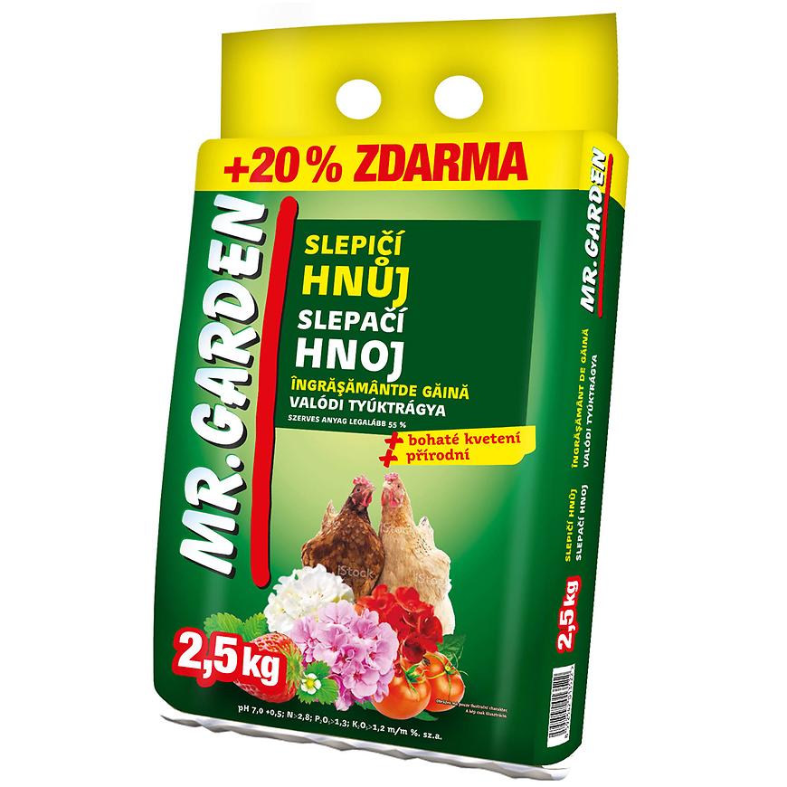 Mr. Garden slepičí hnůj 2.5kg + 20% zdarma Baumax