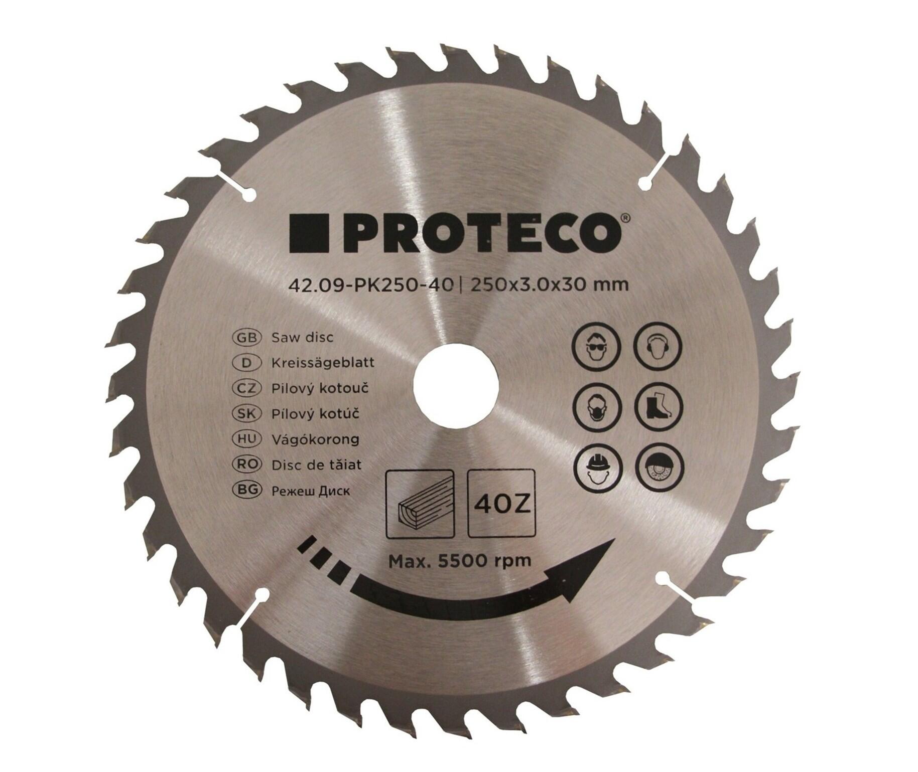 PROTECO 09-PK250-40 kotouč pilový SK 250x3.0x30 40z + redukce 30/20 mm PROTECO