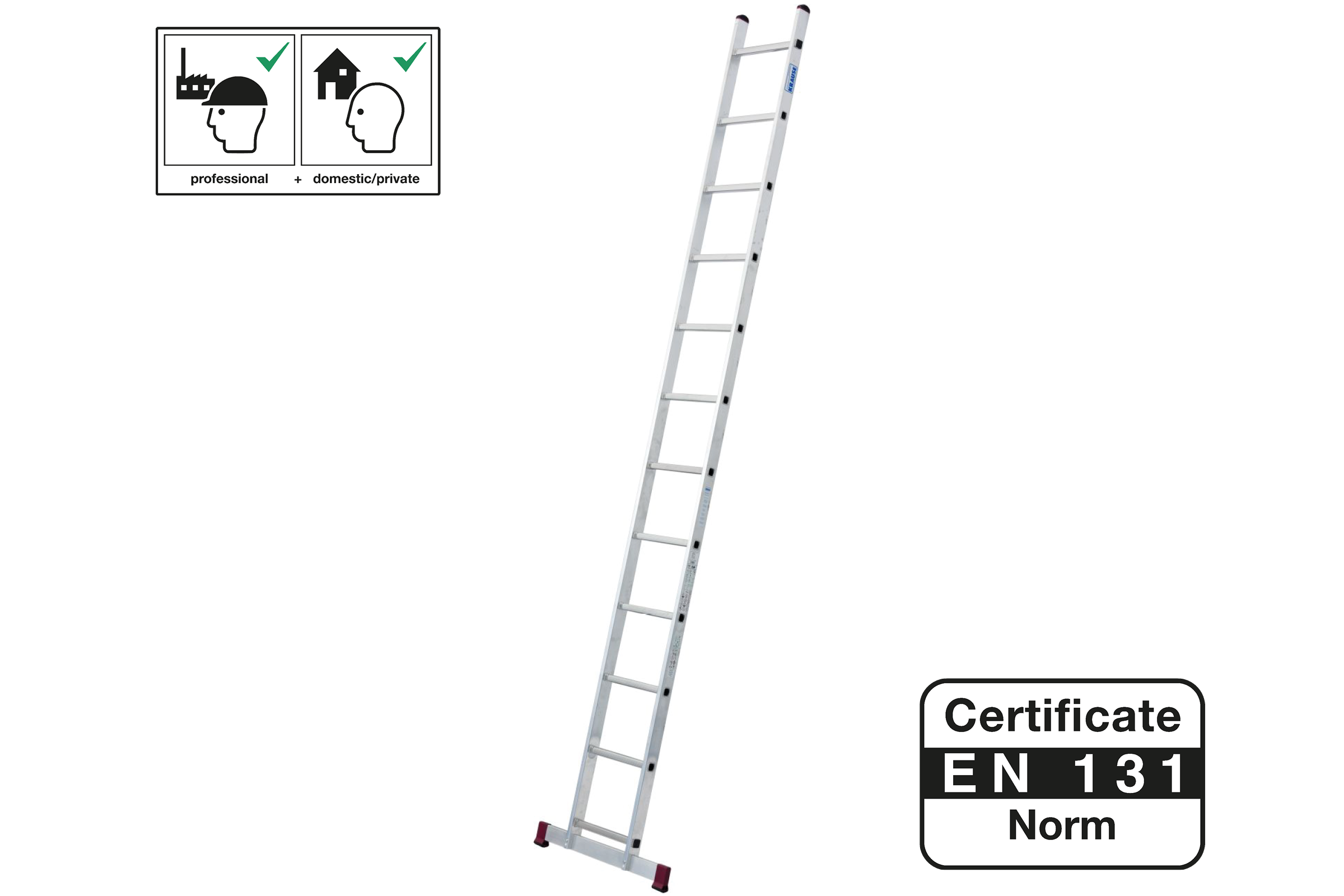 PROTECO 10.66-1-12-KR žebřík opěrný hliníkový 12 příček 335cm se stabilizátorem PROTECO