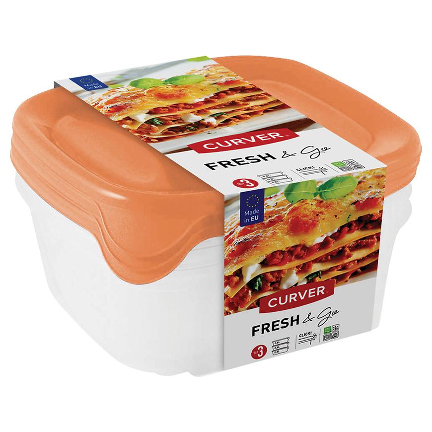 Sada 3 boxů na potraviny čtverec 0.8l Fresh&go Baumax