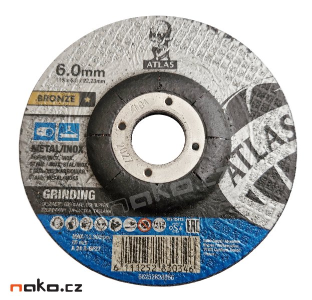 ATLAS 115x6.0 A24R BF27 brusný kotouč na ocel a nerex 66252828866