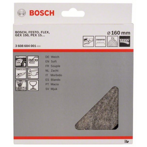 BOSCH leštící plst - filc 160mm na suchý zip 2ks 3608604001