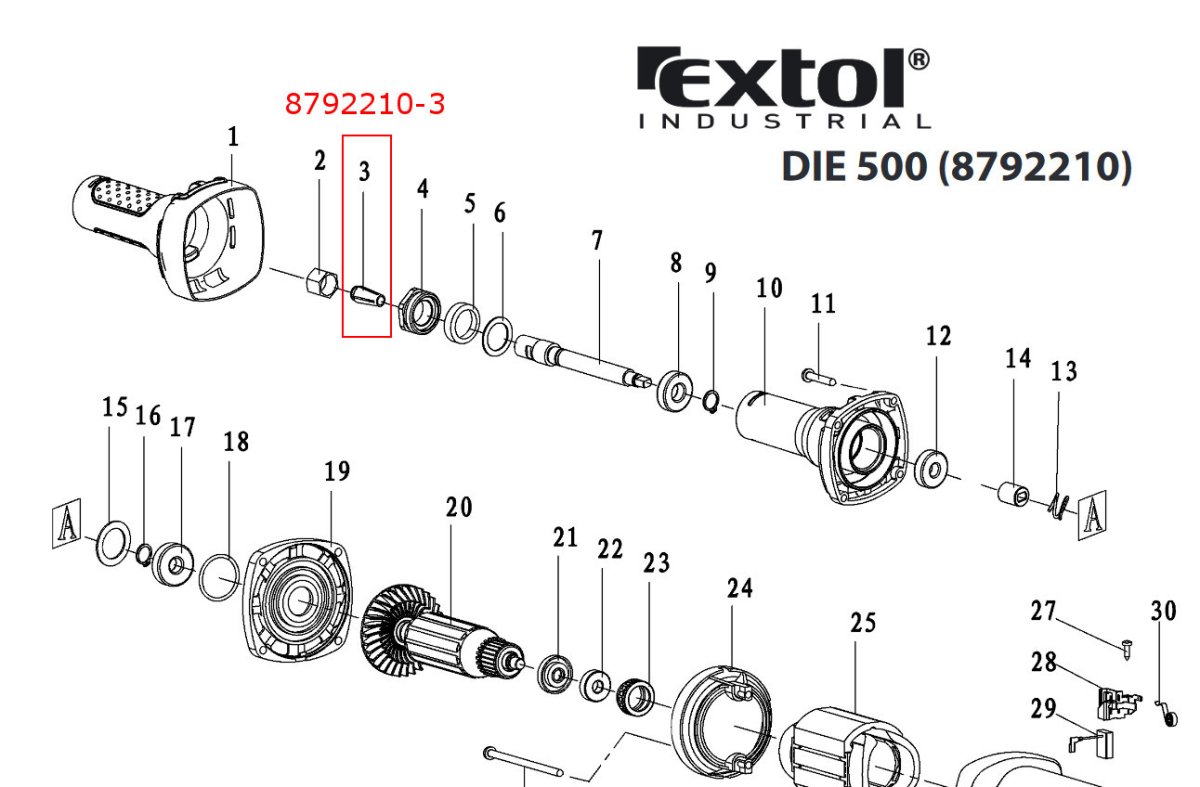 EXTOL INDUSTRIAL 8792210-3 kleština 6.36mm sklíčidlo)