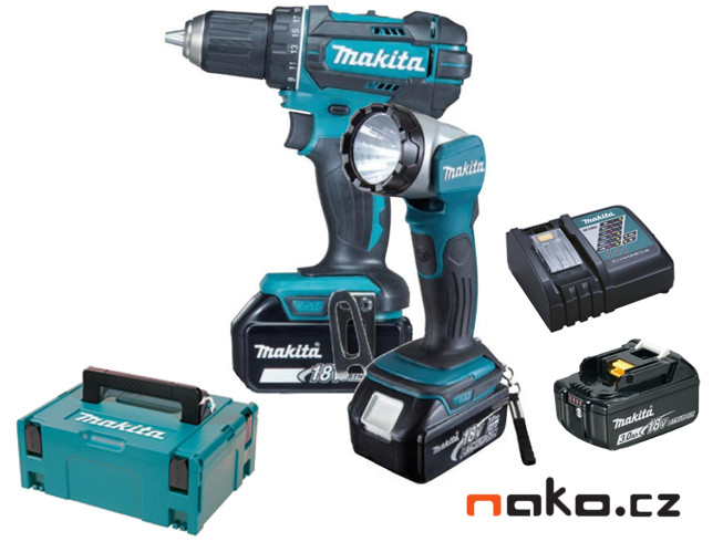 MAKITA DDF482RFJ1 aku vrtací šroubovák se svítilnou 18V/3Ah 3xaku