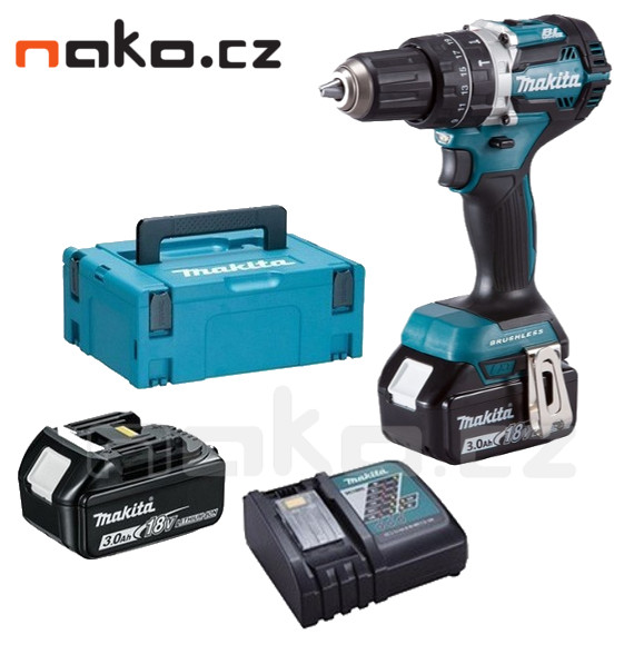 MAKITA DHP484RFJ bezuhlíková aku příklepová vrtačka 18V 2x 3