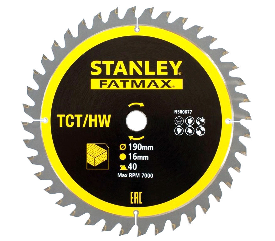 STANLEY FATMAX STA13365 vidiový pilový kotouč TCT/HM 190x16mm 40Z